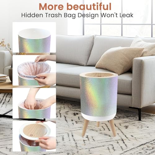 Caneca de basura pequeña con tapa holográfica 1.8 galones miniatura 4