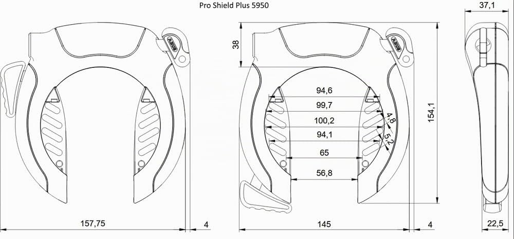 Abus Pro Shield 5950 NR - Candado para Cuadro (Cadena de 6 KS/85, Bolsa ST5950, Llave extraíble, Nivel de Seguridad ABUS 9)