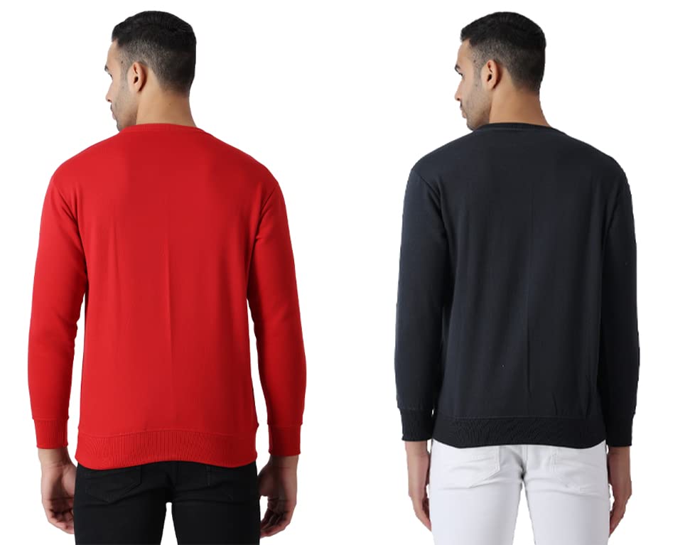 Image of MALENO Men Stylish Full Sleeves Red & Yellow Sweat Shirt