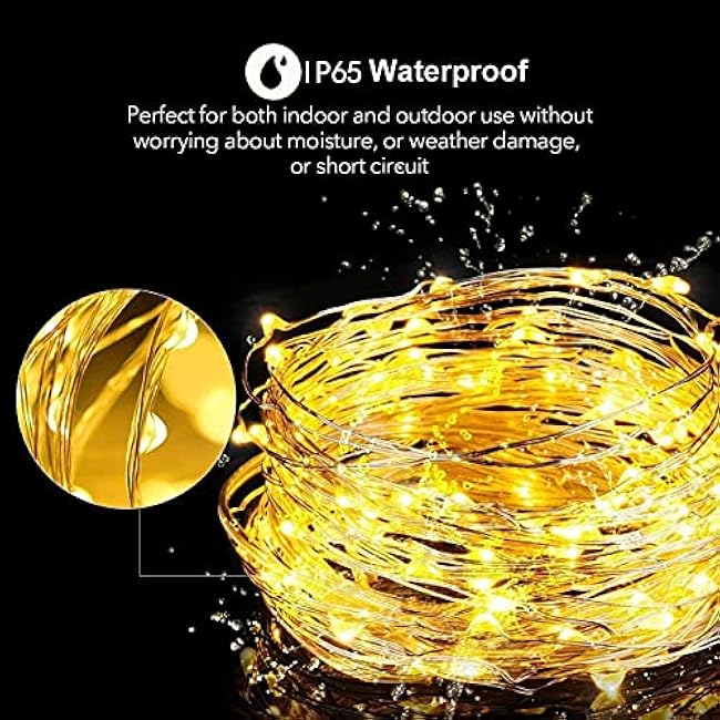 Solar Fairy Lights Outdoor Waterproof,2Pack Each 120LED Solar String Lights 12M/40Ft 8 Modes Outdoor Copper Wire Lights for Patio Decoration Fairy Lights for Garden,Tree,Party,Wedding (Warm White)