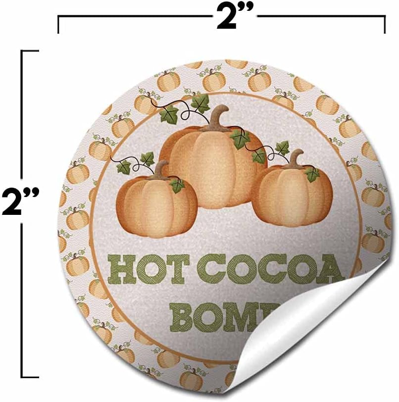 Hot Cocoa Bomb Stickers Fall, 40 Pack 2-Inch Rustic Burlap Pumpkin Labels, 20 Packaging Sets by Amanda Creation