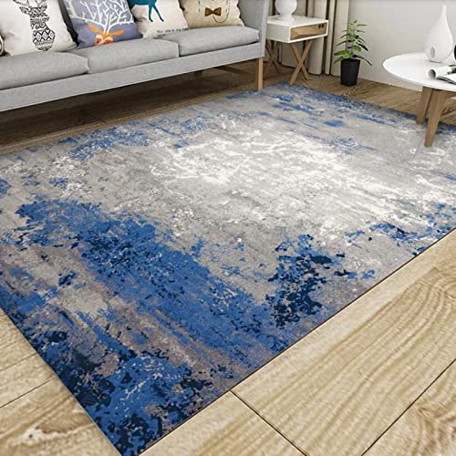 LONGSAO Home Tappeto Moderno Lussuoso Tappeto,150 x 200 cm, Moda rettifica bianco blu scuro grigio nero Camera da Letto Tappeto Salotto Pelo Corto Antiscivolo Tappeti