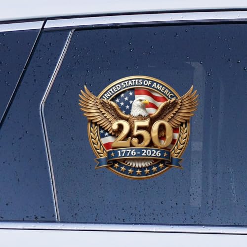 Image of 2pcs 250 Anniversary USA Decal Stickers 250th America Stickers Patriotic | 4th of July Sticker for Car, Truck, Window, Laptop, 1776-2026 250th Anniversary of The Independence of USA 10 inch