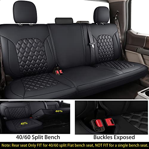 Huidasource Car Seat Covers For Dodge Ram, Full Coverage Waterproof Leather Pickup Truck Seat Cushion Protector Custom Fit For 2009-2018 1500, 2010-2023 2500/3500 Crew Mega Cab(Full Set/Black) #TOP4