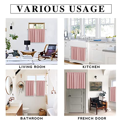 RYB Home Privacy Closet Curtains 36 inch 2 Panels Set, Room Darkening Rod Pocket Drapes Decorative Privcay Backdrops Thermal Shades for Bathroom Basement, Peach Blush, W42 x L36 inch