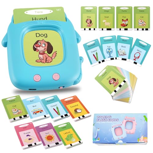Foydream Sprechende Lernkarten Deutsch & Englisch, 224 Deutsche Wörter Spielzeug, Sprechen Lernen Ab 2 3 4 5 6 Jahre, Lernkarten Kinder, Jungen Mädchen Lernspielzeug, Kinder Vorschulkinder Geschenk