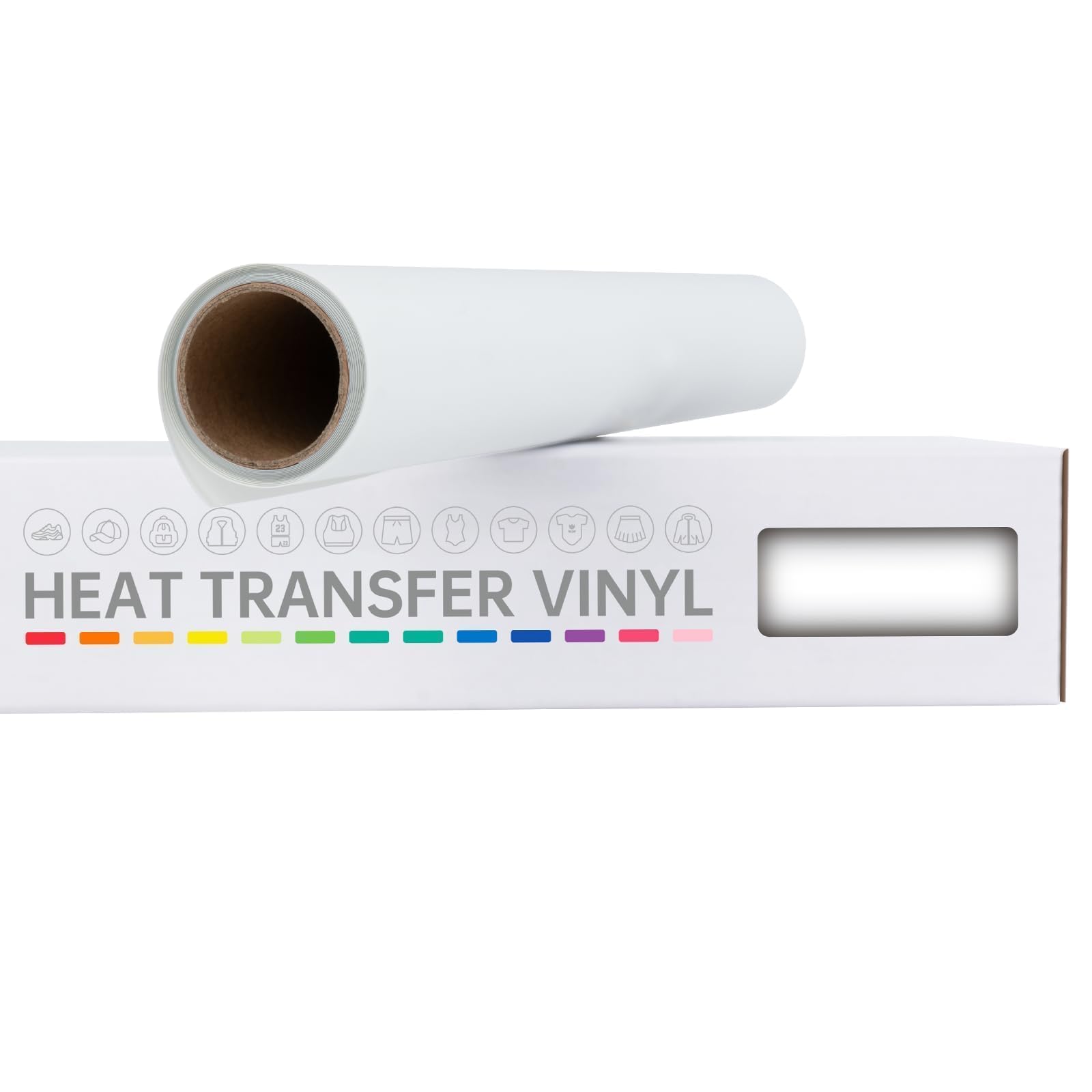 VinylRus HTV Heat Transfer Vinyl Roll, White, 12" x 6FT