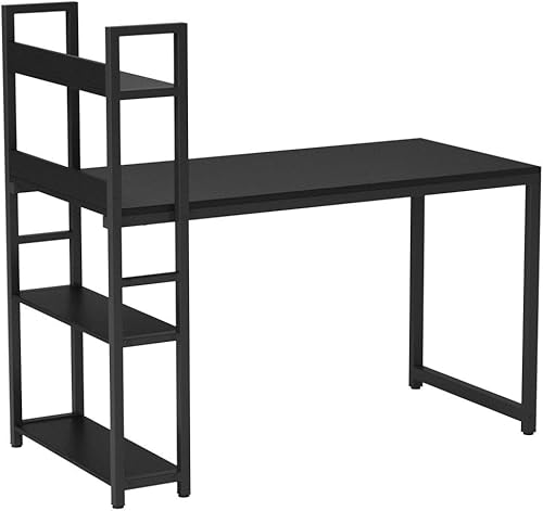 Miniatura 5 de CubiCubi - Escritorio de computadora de 47 pulgadas con estantes de almacenamiento, mesa de estudio y escritura para oficina en casa, estilo moderno