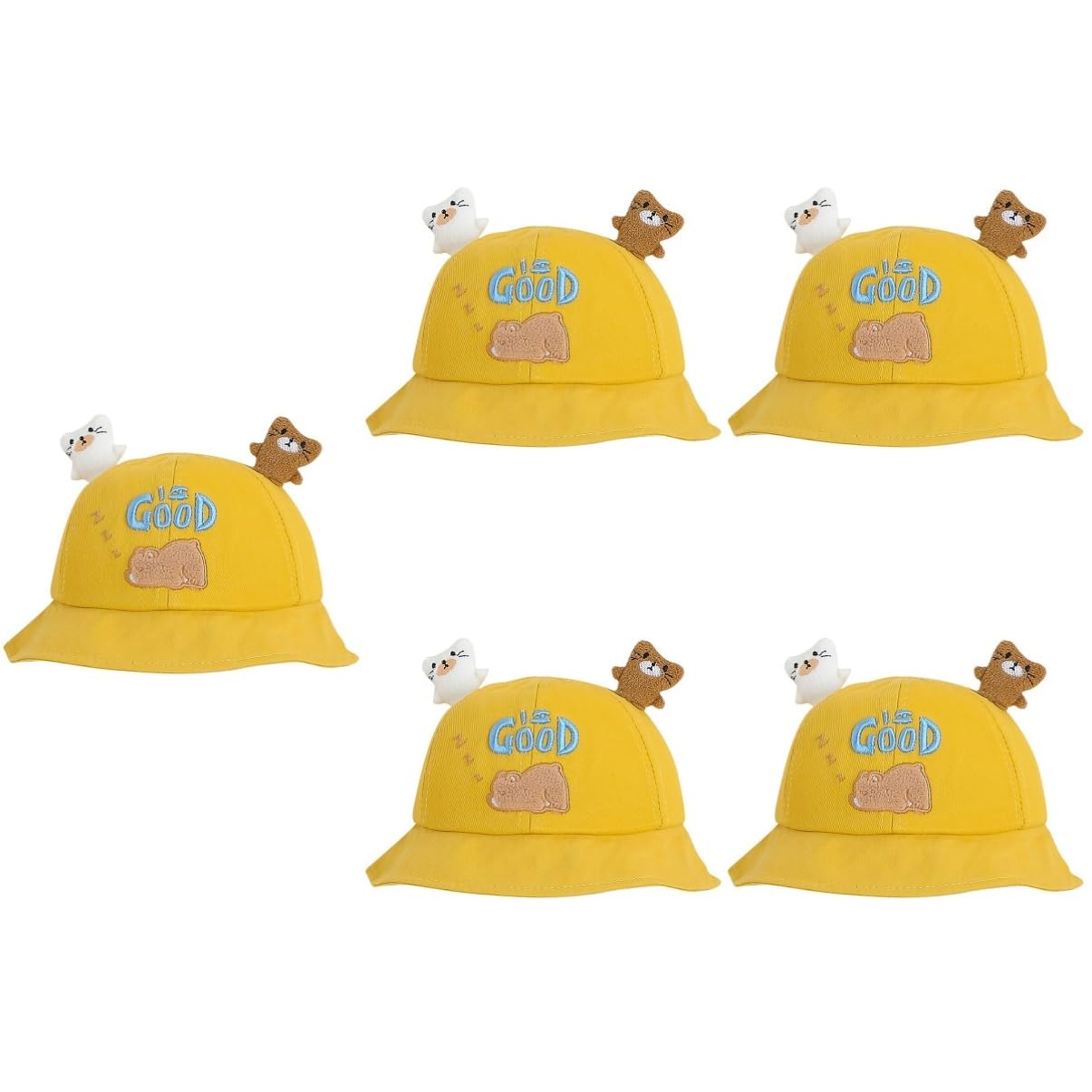 Sombrero De Cubo para Sombrero De Playa para Bebé De Chicas De Dibujos Animados De Bebé Recién Nacido De Yellow Algodón