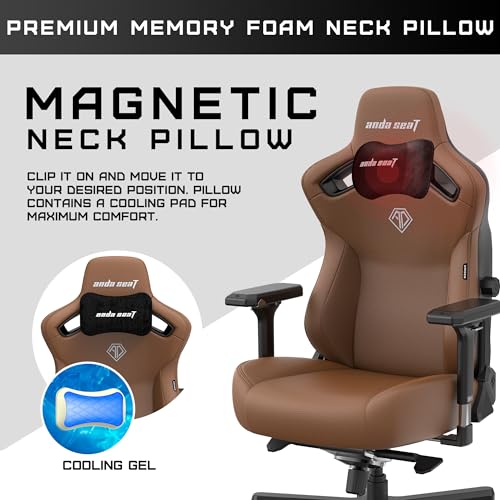 Image of Anda Seat Kaiser 3 Large Gaming Chair for Adults - Ergonomic Brown PVC Leather Gaming Seat with Lumbar Support, Comfortable Office Chair with Neck Support - Heavy Duty Wide Computer Seat