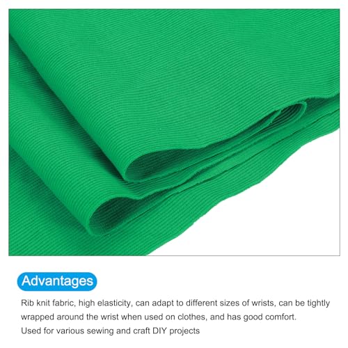 Image of MECCANIXITY 47 inch Elastic Cuffs Ribbed Trims Cotton Fabric Knit Rib Stretch Tape Cuff Sleeve Waistband for Sewing, 20 inch Wide Dark Green