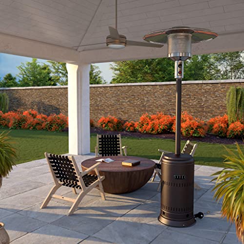 Fire Sense 63713 Performance Series Patio Heater With Wheels 46,000 Btu Output Electronic Ignition System Portable Outdoor Propane Heater For Commercial & Residential - Kaffee #TOP1