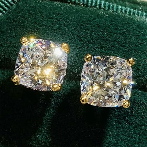 Pendientes de botón de circonita cúbica blanca, rosa, amarilla y azul para mujer, sencillos y elegantes, joyería de moda - E4293