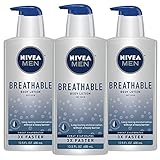 NIVEA MEN Breathable Body Lotion, 48 Hour Hydrating Lotion, 3 Pack of 13.5 Fl Oz Bottles