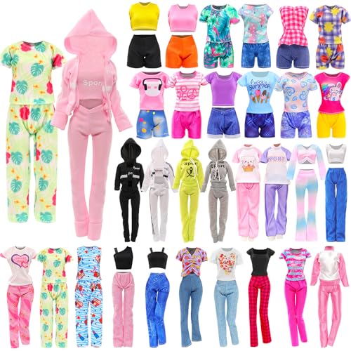 Barwa 10 Sets Doll Clothes Hooded Sports Suit Casual Outfits Tops and Pants Doll Pajamas for 11.5 inch Girls Dolls