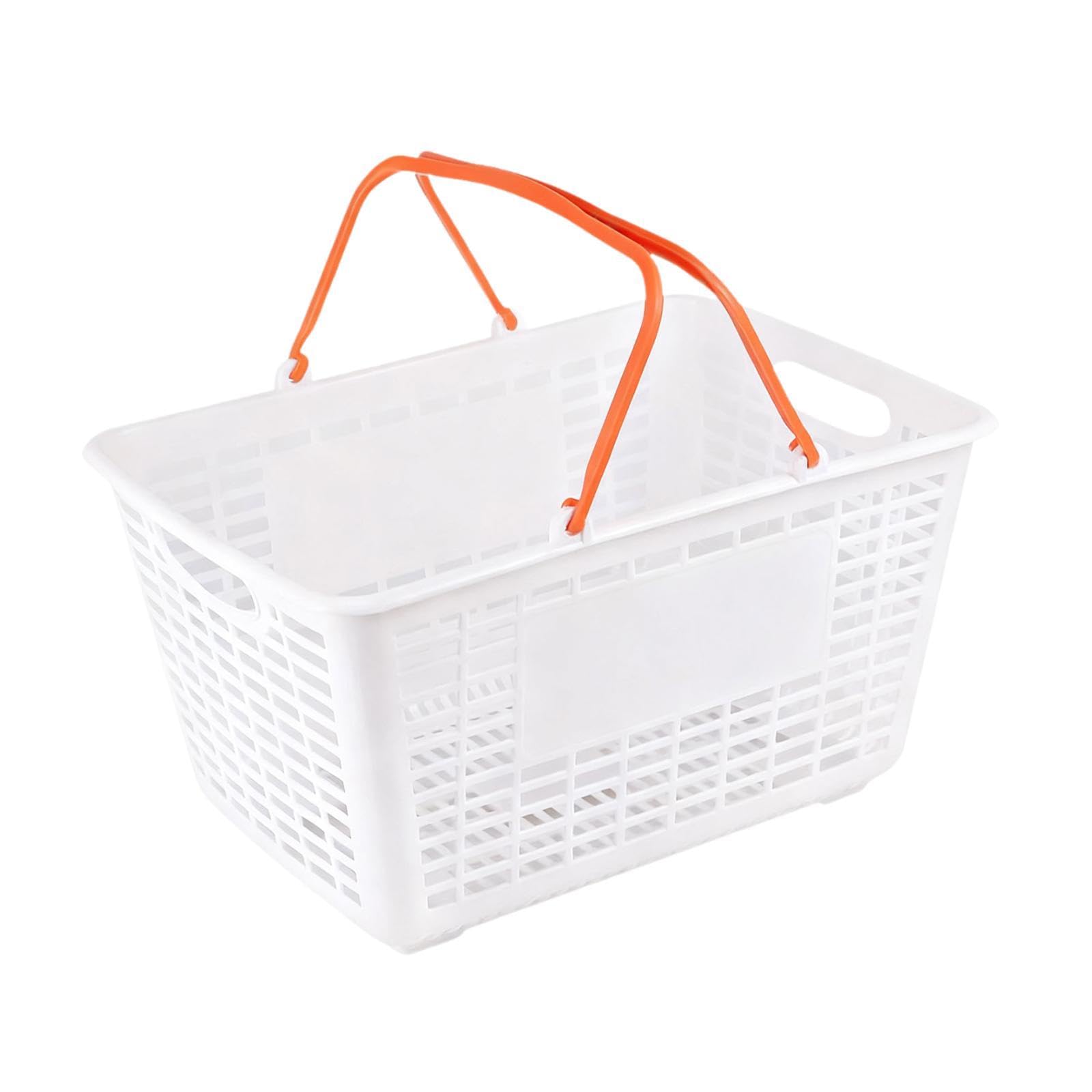 Milageto Einkaufskorb, Supermarkt-Organizer, Mehrzweckkorb mit Griff für Gemüse, Kosmetik, Kleiderschrank, Schuppen, Bastelzimmer, Orange