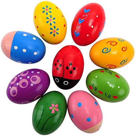 Easter Wooden Egg Shakers Maracas for Party Favors, Classroom Prize Supplies and Percussion Musical Instrument(9 PCS) Cover