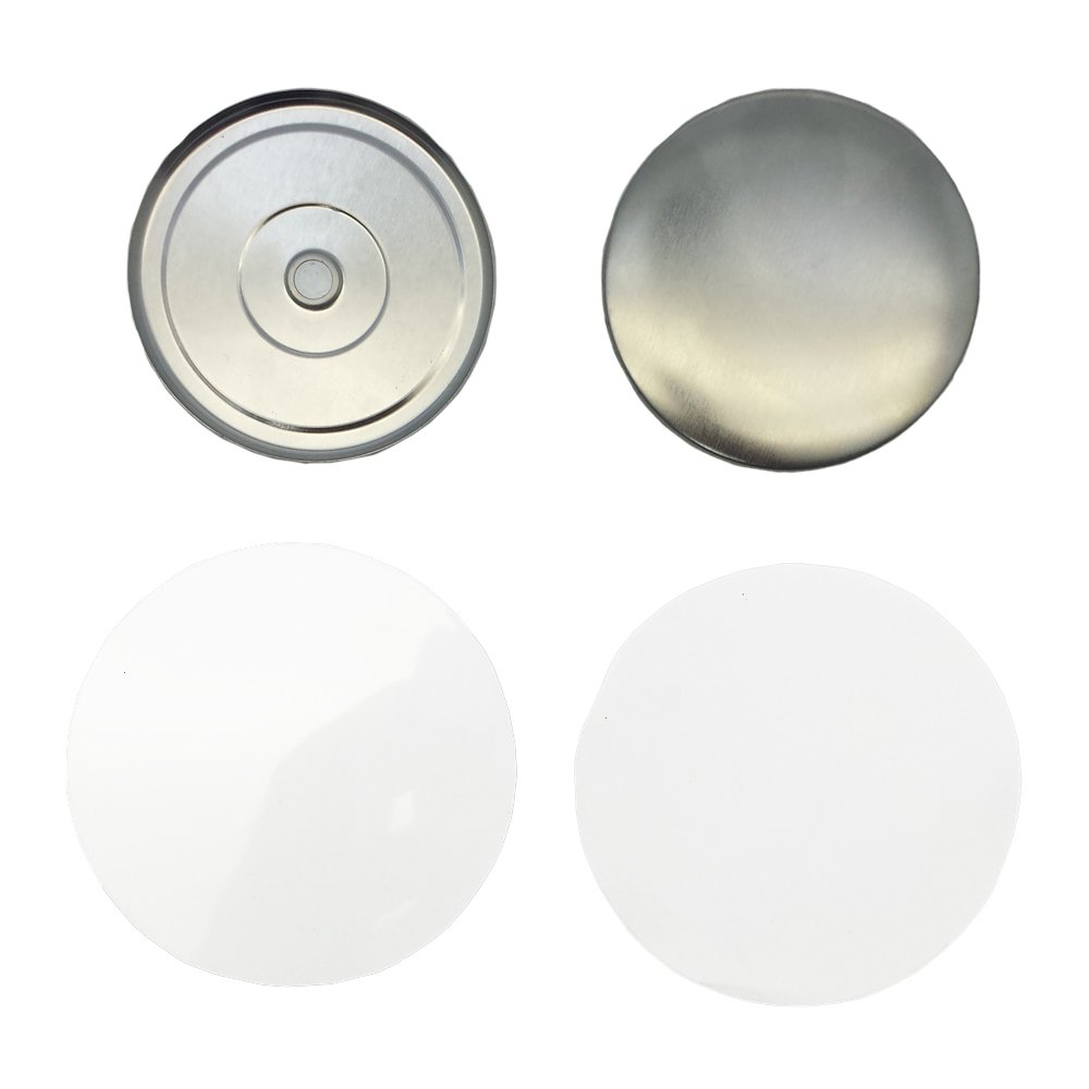 Longforte Pack of 100 Blank 58mm Button Badge Components with Magnet