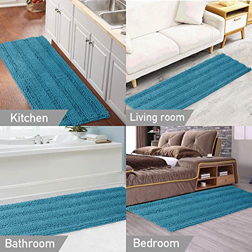 Image of Turquoize Non-Slip Bath Mat Oversize Bathroom Rug Shag Shower Mat Ultra