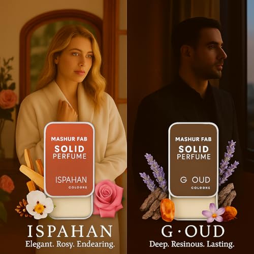 Image of Solid Perfume Combo - Soiree & Antonia | 2-Pack Alcohol-Free Natural Cologne | Long-Lasting Fragrance for Men & Women | Citrus, Floral & Woody Notes | 12g Each (Sandalwood, Saffron)