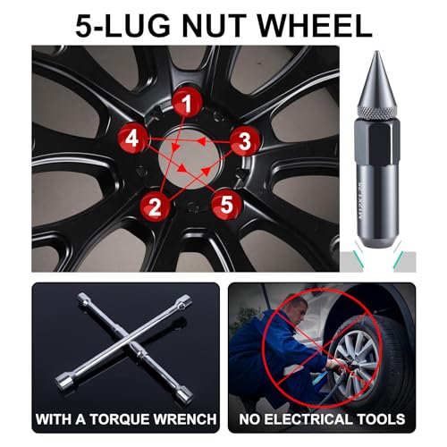 Image of SINGARO 20PCS M12X1.5 Wheel Lug Nuts, Cap Spiked Extended Tuner 60mm Aluminum Wheels Rims Lug Nuts (Gray)