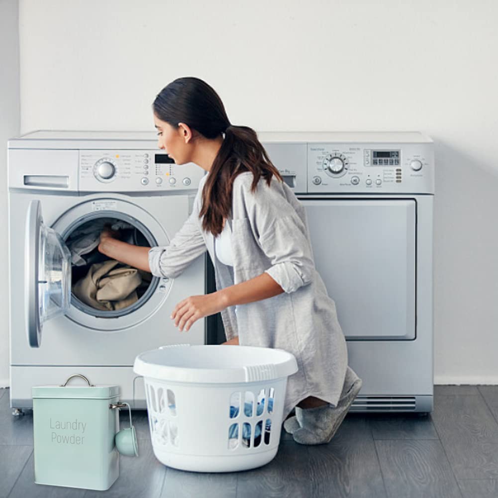Uposao Scatola Di Latta Per Detersivo In Polvere Per Bucato In Stile Nordico, Contenitore Quadrato Per La Polvere Per Bucato, Contenitori Per Bagno Con Coperchio E Paletta