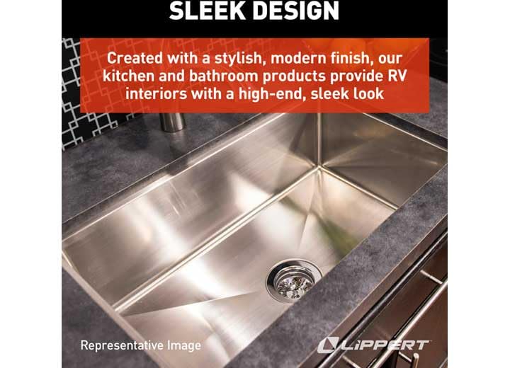Image of Lippert Replacement Kitchen Sink for RVs, Manufactured Homes, Travel Trailers, 5th Wheels and Motorhomes 27 inch x 16 inch x 7 inch