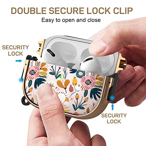 Image of Maxjoy for AirPods Pro 2nd /1st Generation Case with Lock, Flower AirPods Pro 2 Case Lock Protective Hard Cute AirPod Pro Cover for Women Men with Keychain for Airpod Pro (2023 /2022 /2019)