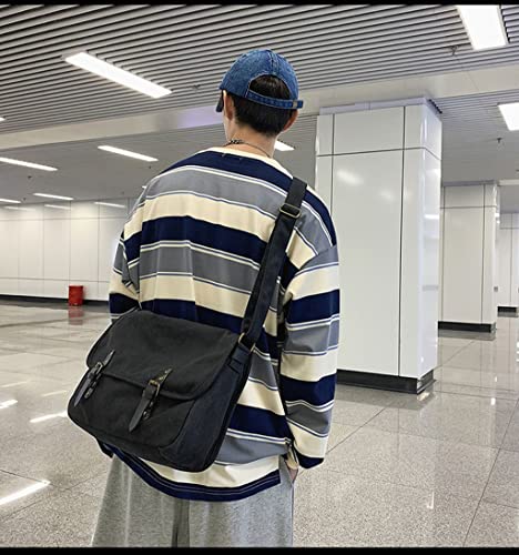 GRPKSSIB Unisex Messenger Bag Canvas Shoulder Bag Denim Crossbody Bag Large Capacity Bag for Women Men3