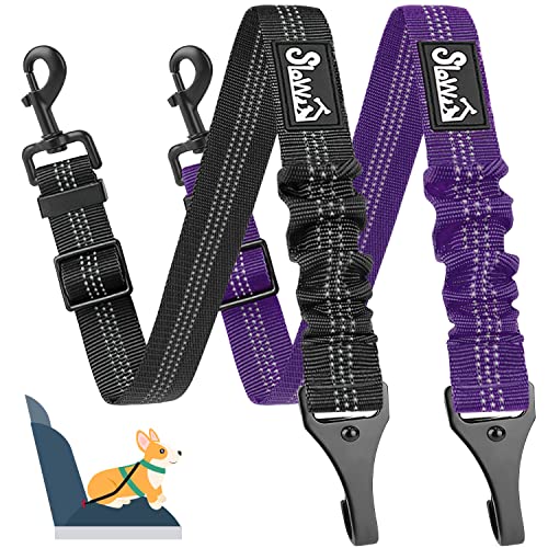 SlowTon 2 Stück Hunde Sicherheitsgurt für Auto, 53-70cm Verstellbarer Anschnallgurt, Gewicht hält bis zu 50 kg, Hundegurt mit Elastischer und Karabiner, für Kofferraum Rückbank Isofix