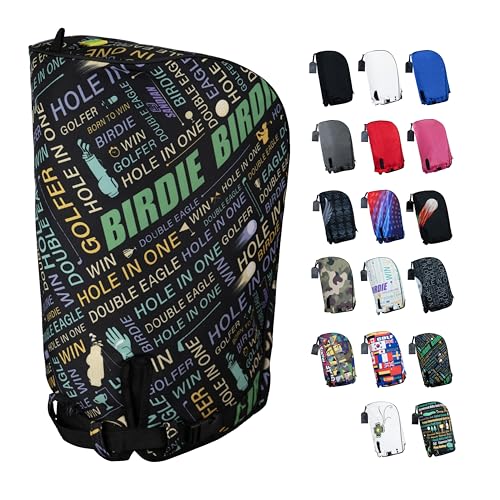 SANDIAN, Birdie Black, Golf Bag Rain Hood Cover, Waterproof 1260D Oxford Polyester, 12x20 Inches, Padded Protection, PU Coated, Two Sided Zipper, Adjustable Buckle Lock Fasteners, Snap Button Locking