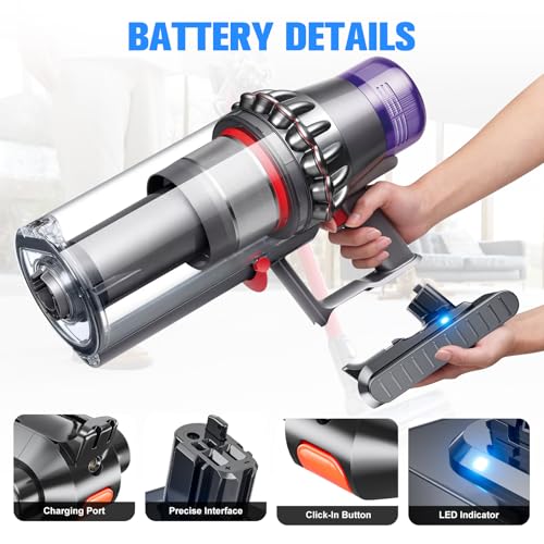Image of Upgraded 10.0Ah 25.2V Replacement for Dyson V11 V15 Battery【Click-in Version】 Compatible with Dyson V11 Outsize Animal Torque Drive 970425-01 970938-01 V15 Detect SV15 SV16 SV17 Vacuum Cleaner