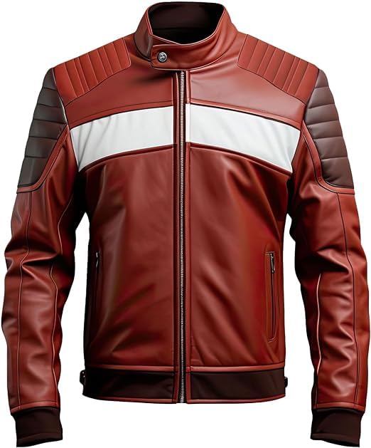 Image of Men's Biker Multi Color Leather Jacket, Leather Biker Jacket for Men, Faux Leather Biker Bomber Jacket