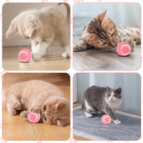 Kewuzy Giocattolo Interattivo Con Palla Automatica, Gatti In Casa Intelligente Rotolante Automatica, Con 2 Modalità, Esercizio Rotante Automatico A 360 Gradi Per Gatto E Cucciolo (Rosa) - 7