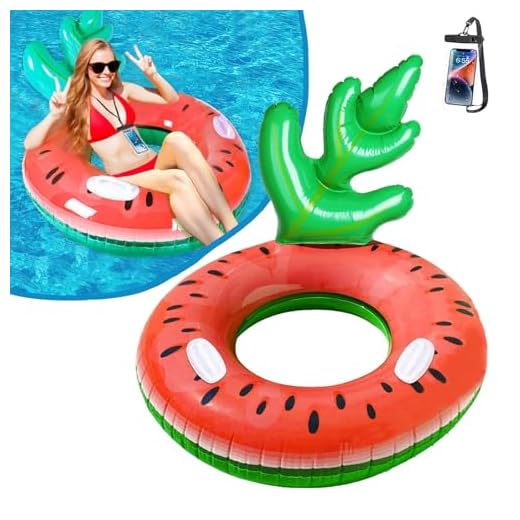 Flotador inflable para piscina, anillo de natación de sandía para adultos, tubo flotante gigante con asas, decoración de fiesta al aire libre para niños y adultos
