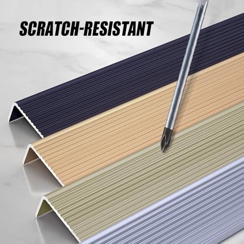 BIUBPW 36'' Stair Nose Molding Metal Stair Edge Protector 1.2in-4in Wide Stair Edging Trim Strips Outdoor Non-Slip Staircases Pads Stair Treads(Black,100mm/4in)