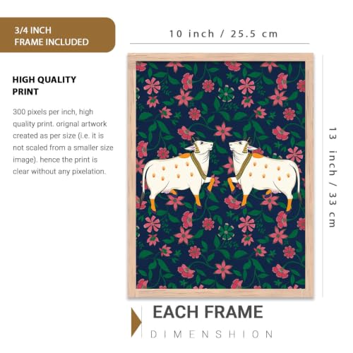 Image of kotart Traditional Indian Art Digital Painting for Wall Decoration - Pichwai Wall Art Prints for Living Room Bedroom Office Room Decor (10x13 inch, Terracotta) (wall painting, 01)