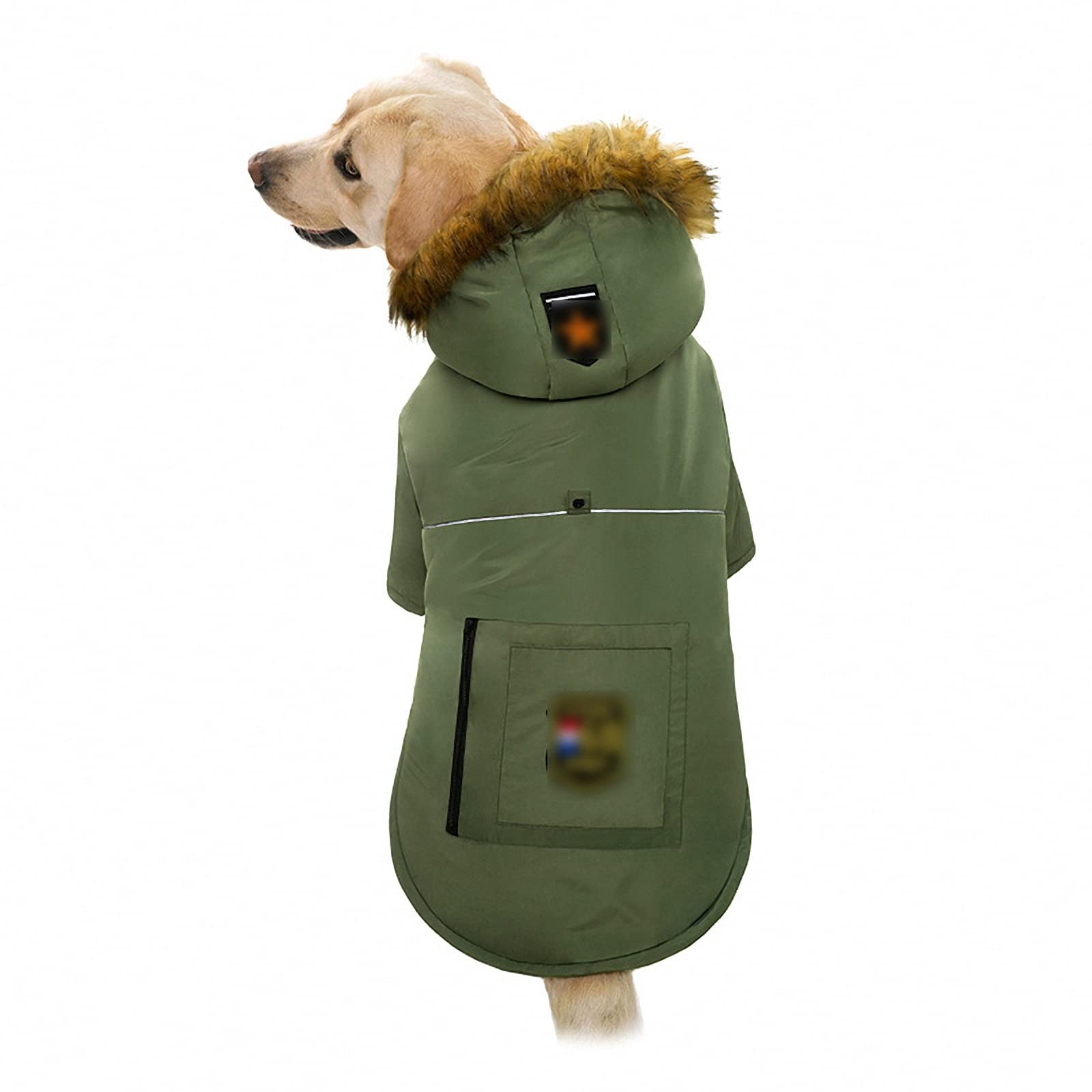 Chaqueta para Mascotas de otoño e Invierno con Capucha, Abrigo para Perros de Nieve a Prueba de Viento para Perros medianos y Grandes, Ropa Abrigada de algodón