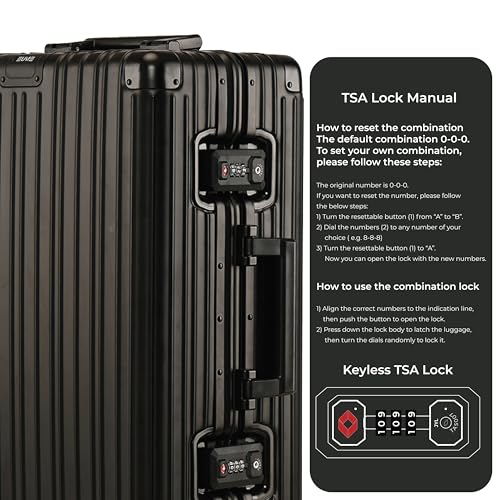 Image of EUME 100% Aluminium Trolley Bag for Travelling| 60cm Luggage Trolley Bag Medium Size for Travel| 8 Silentrun 360 Degree Spinner Wheels System| Premium Trolley Bag for Travel (Black with Black Wheel)