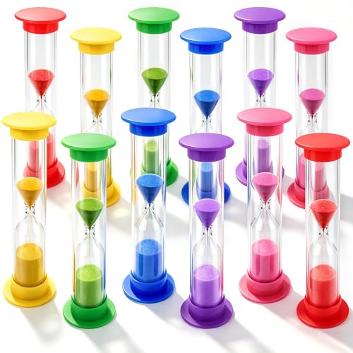 Shindel 2 Minute Sand Timer, 12PCS Hourglass Timers for Brushing Teeth, Teachers Classroom, Game and Productivity Tool