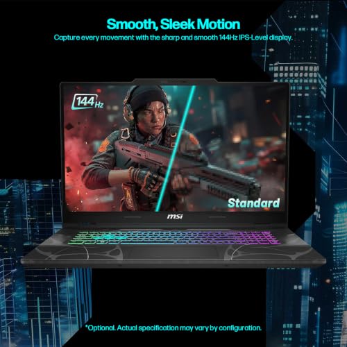 Image of msi Cyborg 17.3'' Gaming Laptop, RTX 5060, 16GB DDR5 RAM 2TB SSD+1TB HDD, Intel Core 5 Processor, 144HZ FHD, Cooler Boost 5, RGB Backlit KB, RJ 45, WiFi 6E, HDMI