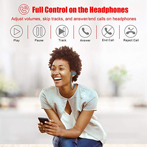 LETSCOM Bluetooth Headphones IPX7 Waterproof, Wireless Sport Earphones, Hifi Bass Stereo Sweatproof Earbuds W/Mic, Noise Cancelling Headset for Workout, Running, Gym, 8 Hours Play time