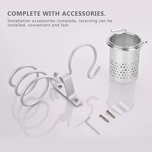 Miniatura 6 de Soporte para secador de pelo, soporte de aluminio espacial para secador de pelo montado en la pared, herramientas de cuidado del cabello,