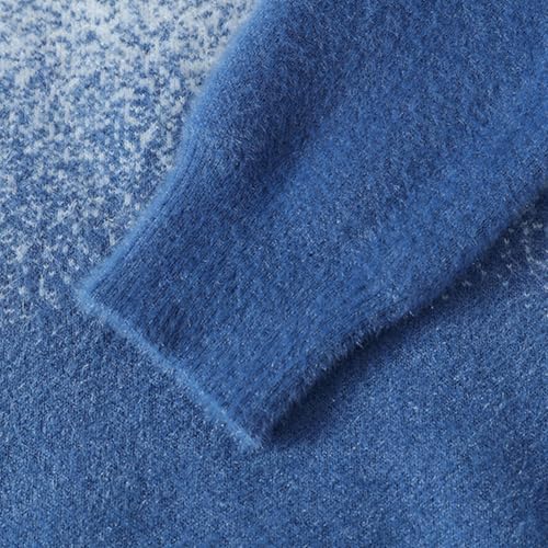 Men's Fuzzy Knit Gradient Sweater Oversized Sweaters Crew Neck Long Sleeve Unisex Casual Tunic Pullover Streetwear3