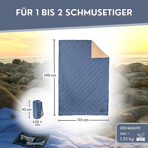 BERGTIGER® GMIATLI - 3in1 Outdoor Decke warm & gemütlich I Camping Decke wasserabweisend + Teflon EcoElite I Reisedecke Ultraleicht I Indoor & Outdoor Decke, Poncho & Schlafsack I Sherpa & Ripstop