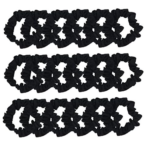 SUSULU Set of 24 Black Satin Hair Scrunchies for Women Elastic Hair Ties Small Hair Bobbles Fabric Hair Bands Ponytail Holder Girls Hair Accessories Cover