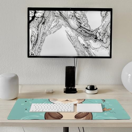 Tapis de souris LED loutre mignon grand format antidérapant pour le bureau