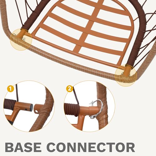 DWVO Egg Chair with Stand, Hanging Outdoor Rattan Wicker Patio Hammock Indoor Egg Chair with Cushion, Hanging Swing Chair 300lbs for Porch, Garden, Bedroom, Balcony, Beige