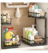 Under Sink Organizer, 2 Pack Under Sink Organizers and Storage, 2-Tier Pull Out Under Cabinet Org...
