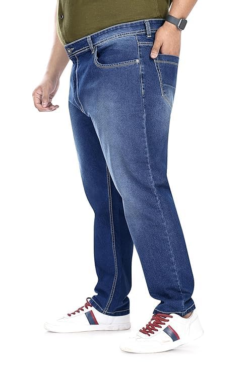 Image of Pluss Tribe - Plus Size Jeans for Men - Denim Jeans - Ideal for Casual, Office Available Sizes : 40 to 52
